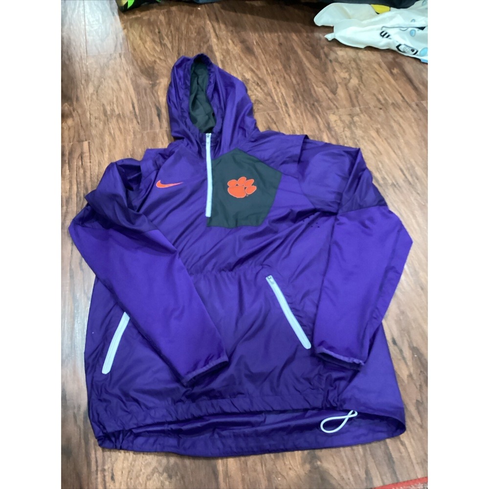 Vntg Nike Clemson Tigers Windbreaker 1/4 Zip Swoosh NCAA With Hood Size M